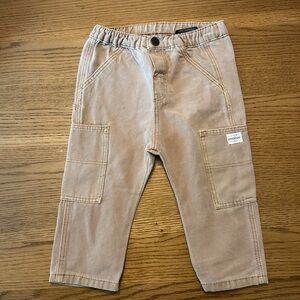 H&M Kids 100% Cotton Beige Tan Straight Leg Cargo Pants 12-18 Months
